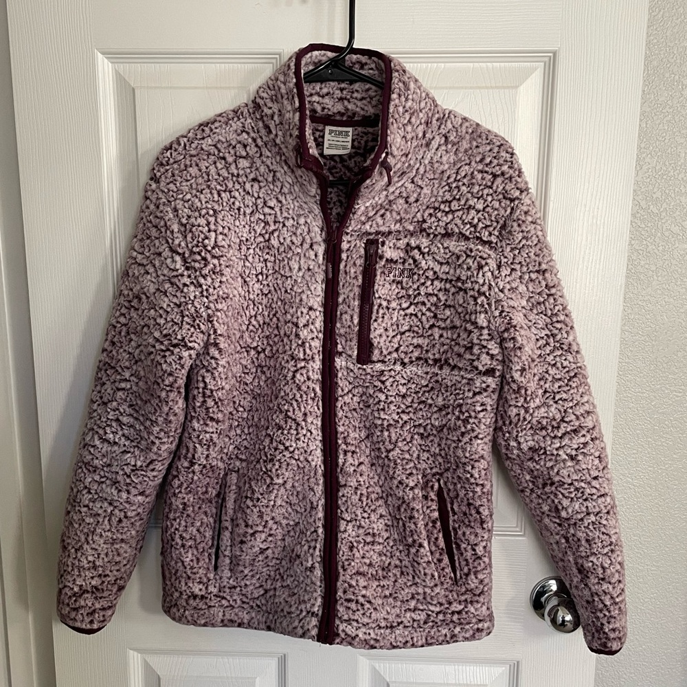 Victoria’s Secret PINK - XSMALL - Sherpa Logo Zip Up Sweatshirt Blanket Jacket